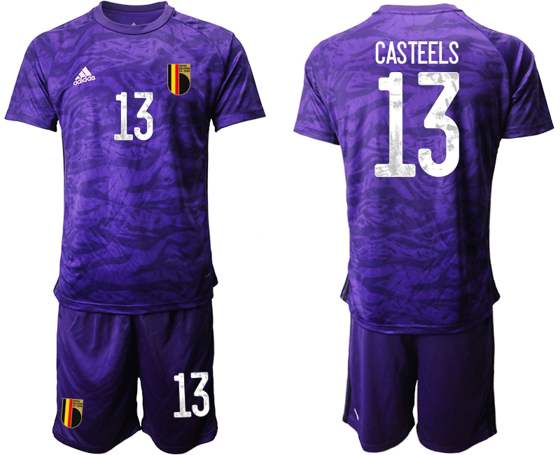 Men 2021 European Cup Belgium purple goalkeeper #13 Soccer Jerseys